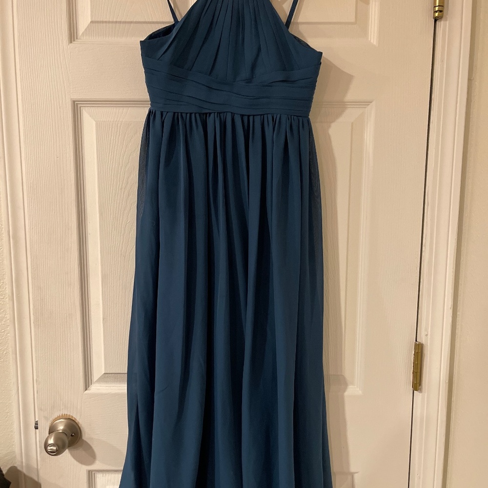 Teal colored girls bridesmaid dress
